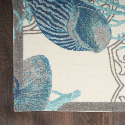 Waverly Sun & Shade Shore Thing Tropical Sea Shell Floral Indoor Outdoor Area Rug