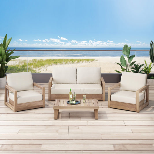 Ensemble de salon de jardin Westchester 4 pièces en acacia par Christopher Knight Home