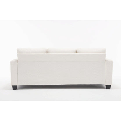 Canapé 3 places en tissu blanc de 225 cm avec coussins de dossier amovibles
