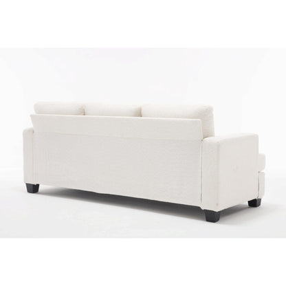 Canapé 3 places en tissu blanc de 225 cm avec coussins de dossier amovibles