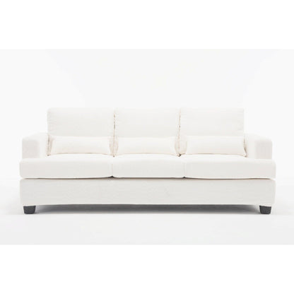 Canapé 3 places en tissu blanc de 225 cm avec coussins de dossier amovibles