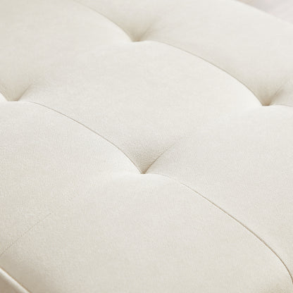 Canapé sectionnel 3 places en lin blanc de 94,5 po avec méridienne droite et sac de rangement