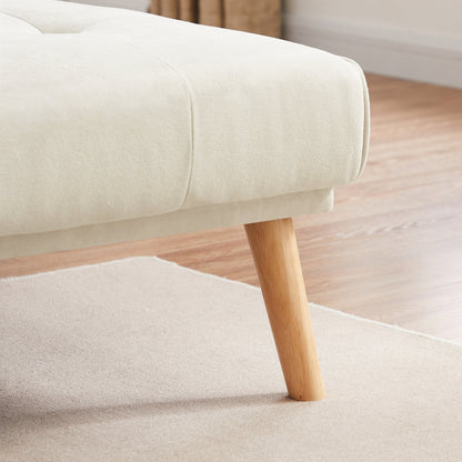 Canapé sectionnel convertible 3 places en lin blanc de 94,5 pouces avec méridienne, coussins en mousse orientés à droite et sac de rangement