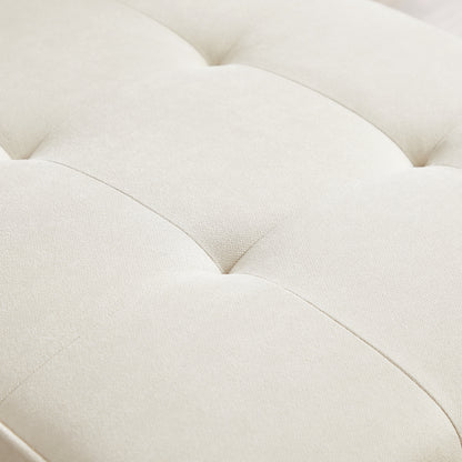Canapé sectionnel convertible 3 places en lin blanc de 94,5 po avec méridienne et sac de rangement