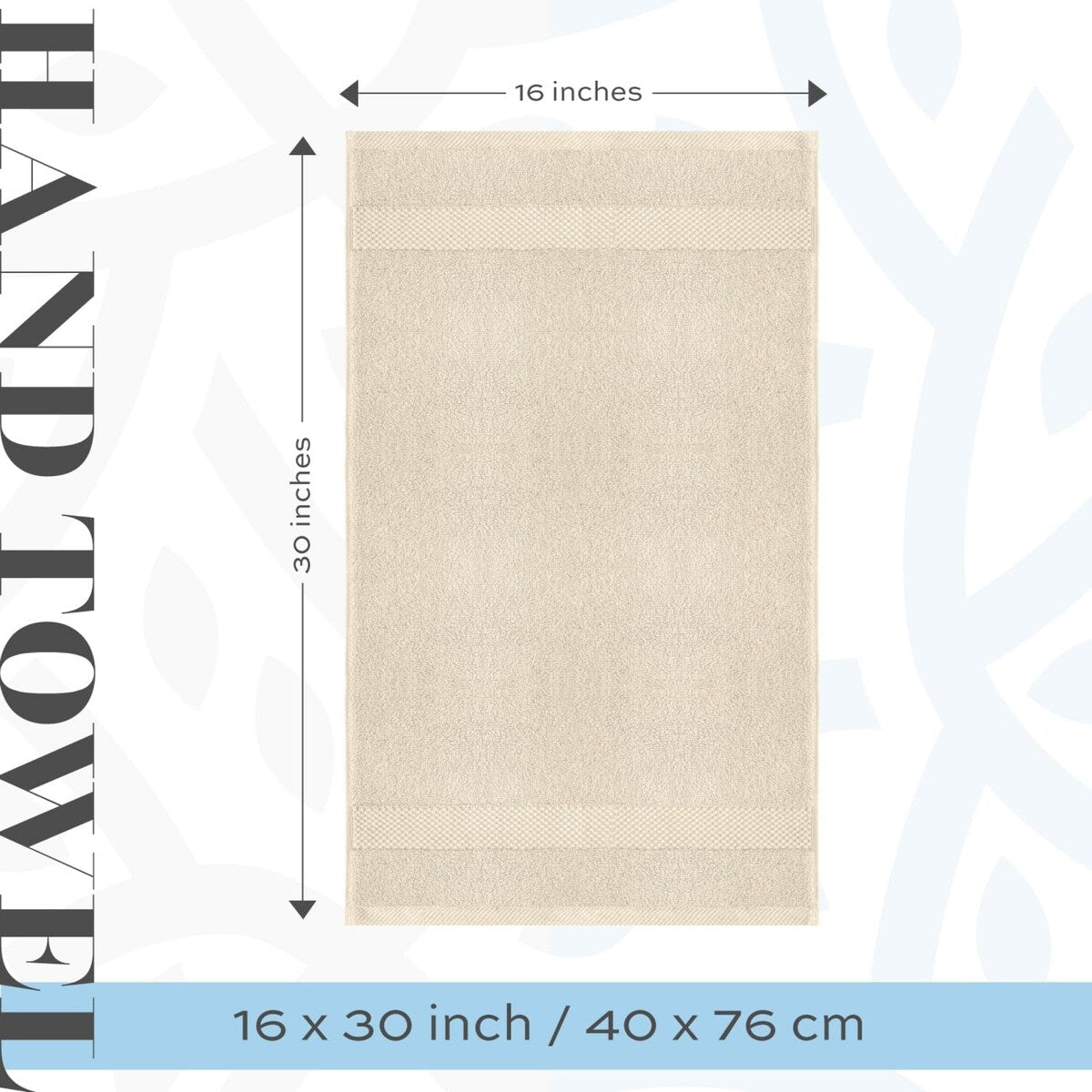White Classic Luxury Cotton Hand Towel 16x30 - Set of 6