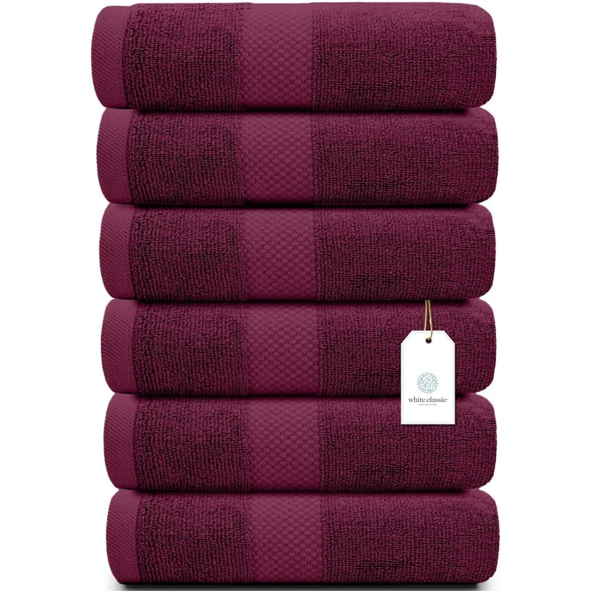 White Classic Luxury Cotton Hand Towel 16x30 - Set of 6