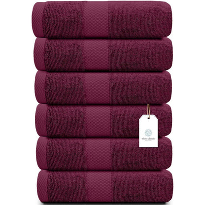 White Classic Luxury Cotton Hand Towel 16x30 - Set of 6