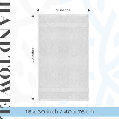 White Classic Luxury Cotton Hand Towel 16x30 - Set of 6