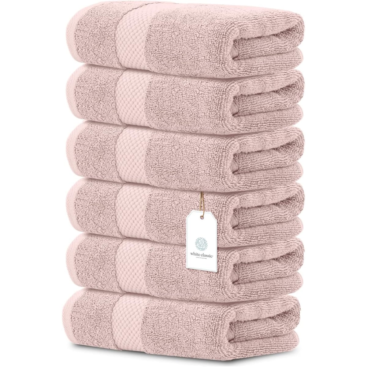 White Classic Luxury Cotton Hand Towel 16x30 - Set of 6