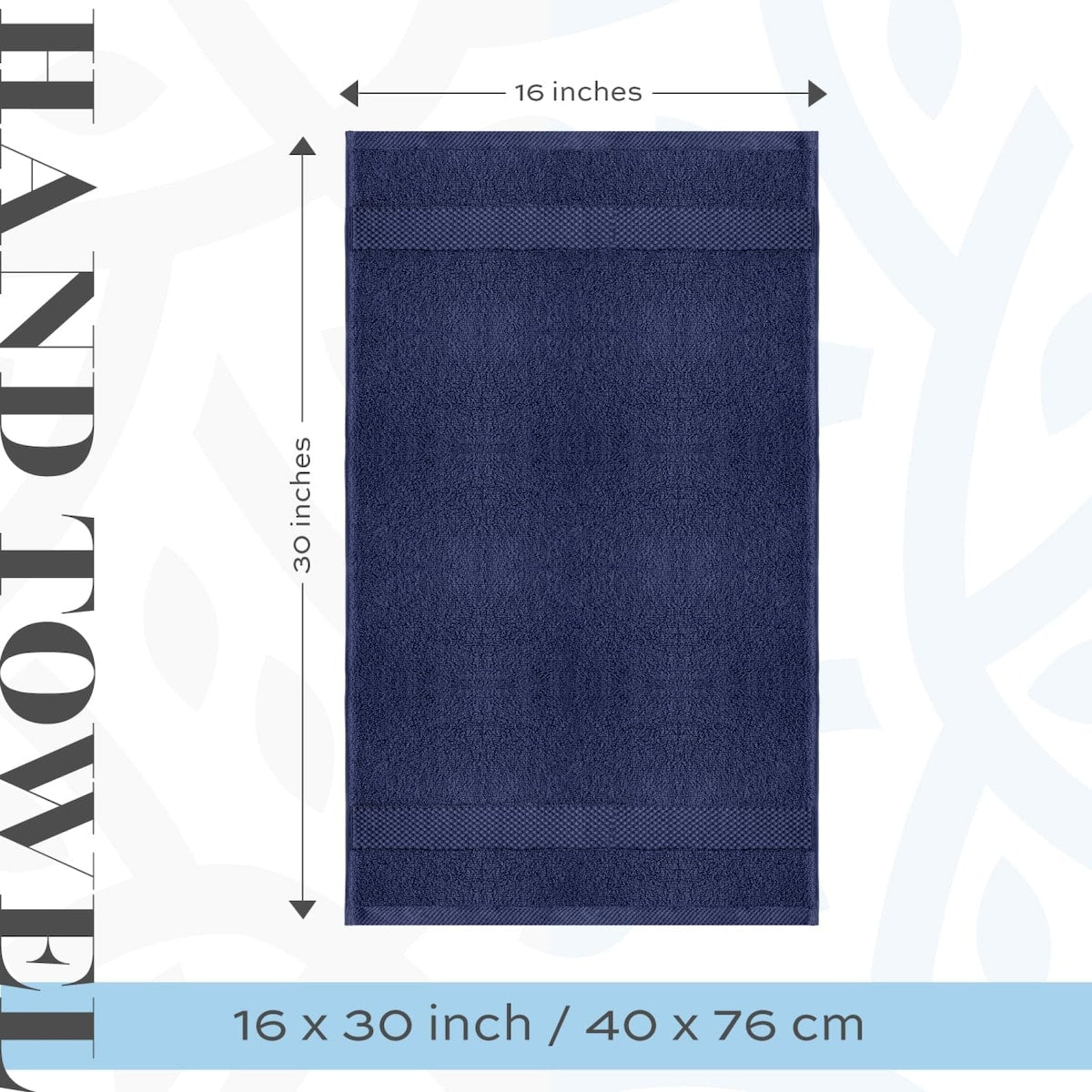 White Classic Luxury Cotton Hand Towel 16x30 - Set of 6