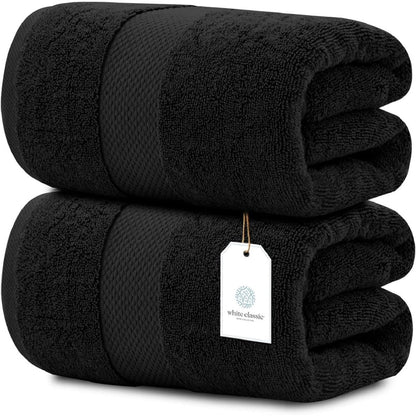 White Classic Luxury Cotton Oversized Bath Sheet 35x70 - Set of 2