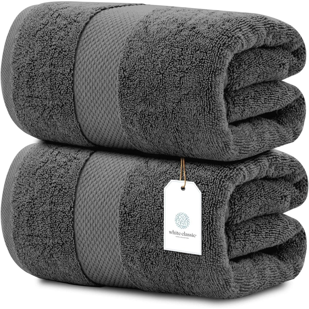 White Classic Luxury Cotton Oversized Bath Sheet 35x70 - Set of 2