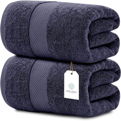 White Classic Luxury Cotton Oversized Bath Sheet 35x70 - Set of 2