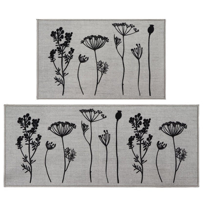 Wool Effect Wildflowers Kitchen Mat or Runner Rug
