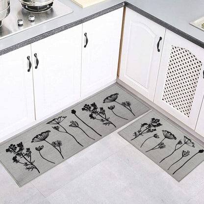 Wool Effect Wildflowers Kitchen Mat or Runner Rug