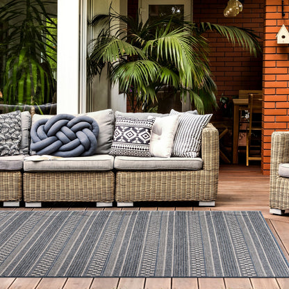 World Rug Gallery Bohemian Geometric Stripe Indoor/Outdoor Area Rug