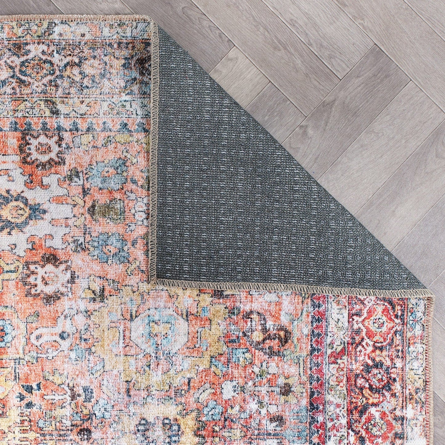 World Rug Gallery Transitional Distressed Machine Washable Non Slip Area Rug