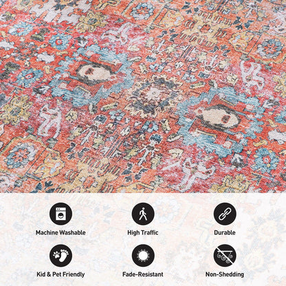 World Rug Gallery Transitional Distressed Machine Washable Non Slip Area Rug