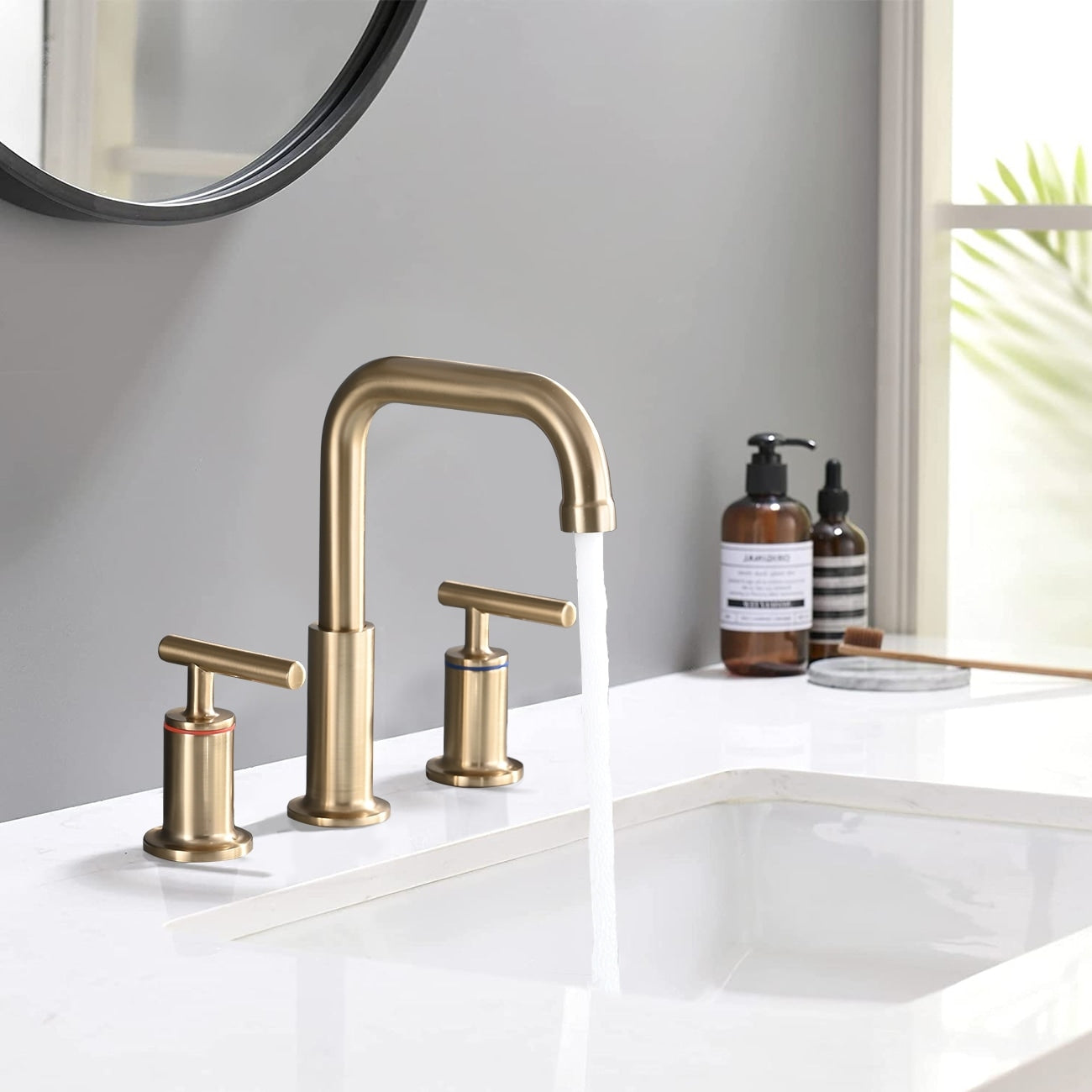 YASINU 8 Inch Luxury Widespread Bathroom Sink Faucet with Pop-Up Drain