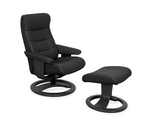 Fauteuil inclinable et ottoman en cuir Hans