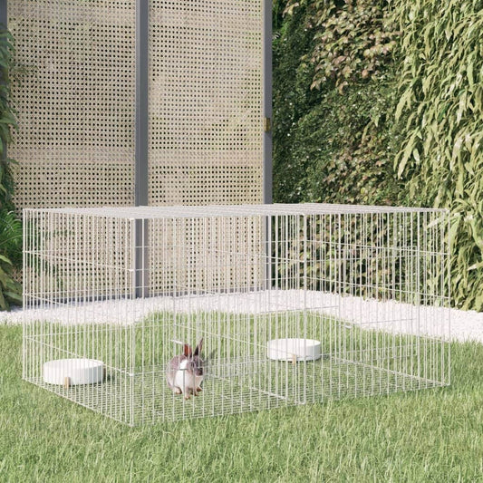 vidaXL 3-Panel Rabbit Cage Animal Hutch Playpen Enclosure Galvanized Iron