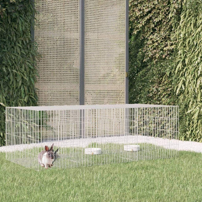 vidaXL 3-Panel Rabbit Cage Animal Hutch Playpen Enclosure Galvanized Iron