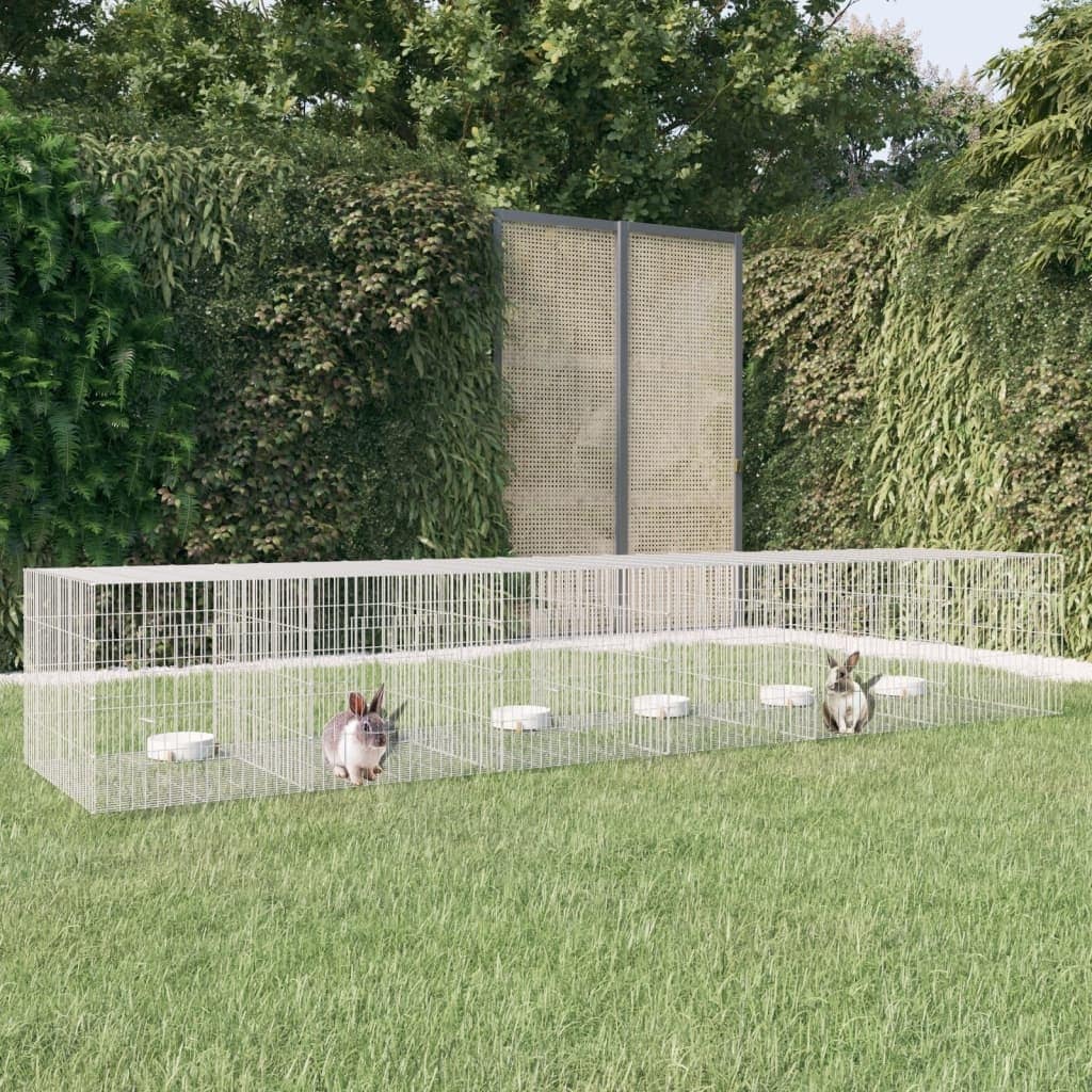 vidaXL 3-Panel Rabbit Cage Animal Hutch Playpen Enclosure Galvanized Iron